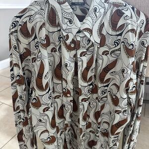 Miu Miu Brown and White Paisley Shirt
